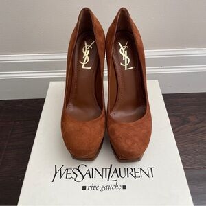 YSL Tribute Suede Leather Platform Pumps